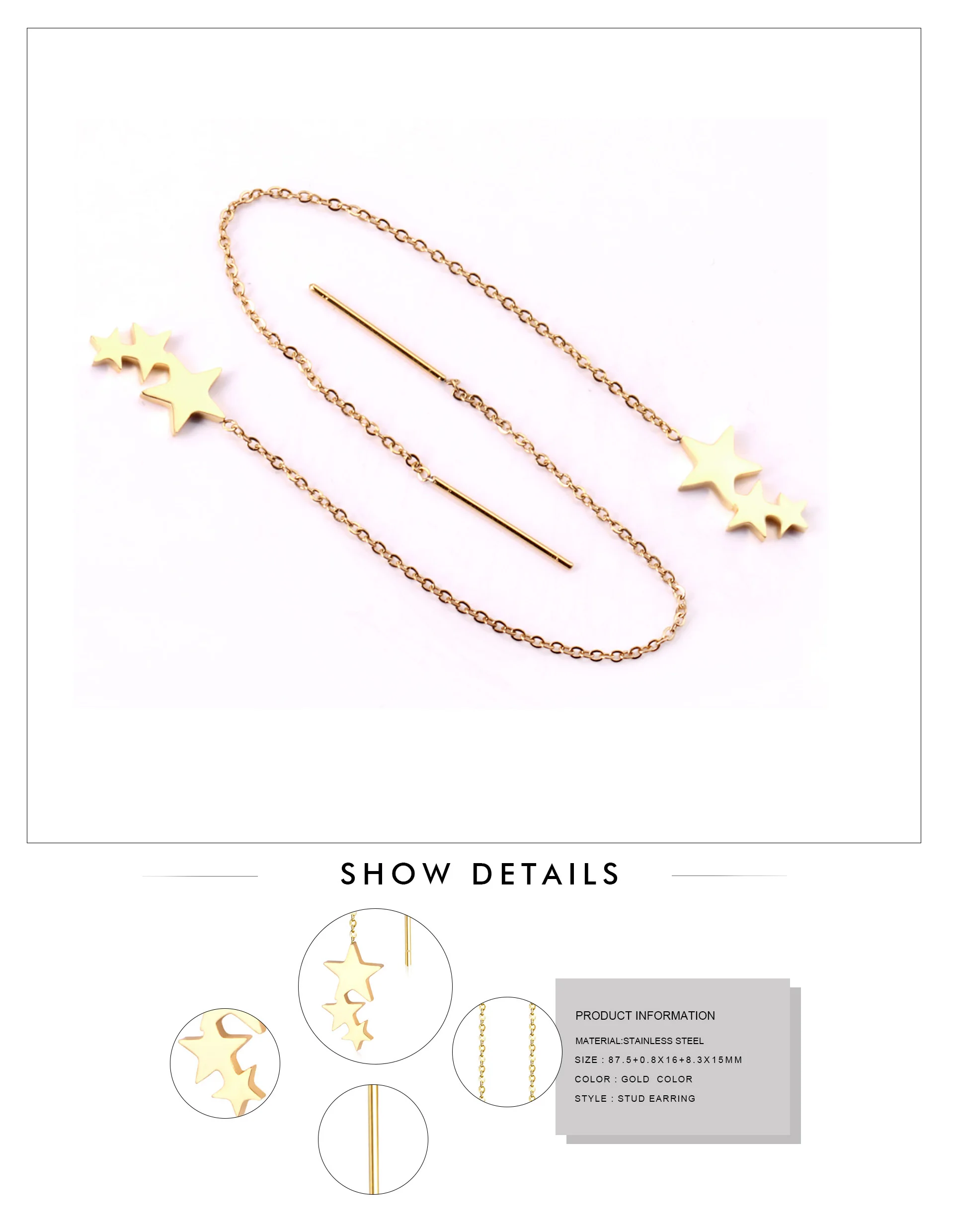 LUXUSTEEL висячие серьги с кисточками в виде звезд длинные висячие серьги с цепочкой для женщин Подвески Brincos Винтажные Ювелирные изделия вечерние подарки
