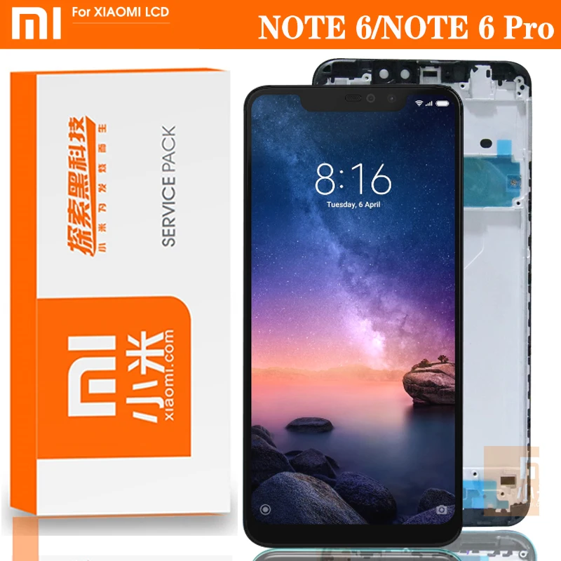 Оригинальный дисплей 6 26 дюйма с рамкой для Xiaomi Redmi Note 6/6 PRO ЖК сенсорным экраном и