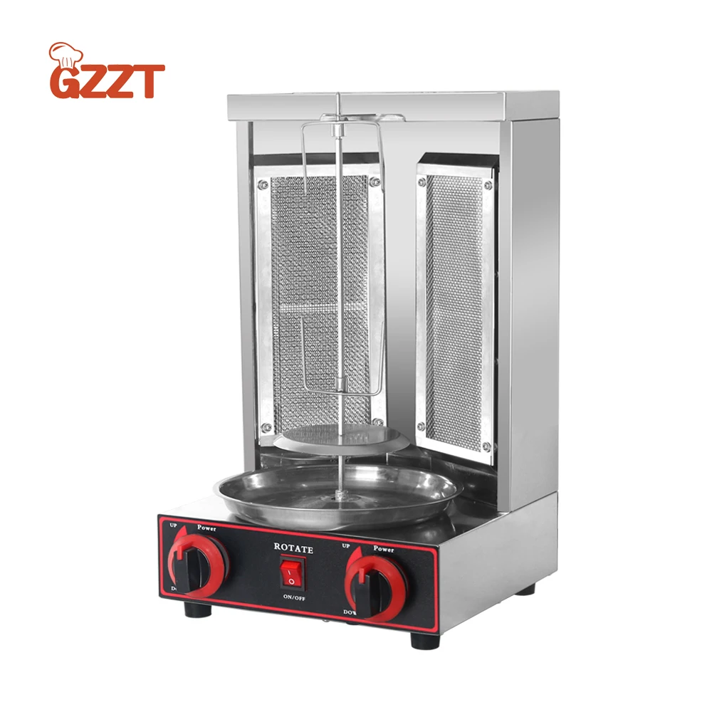 GZZT Shawarma Kebab Machine LPG Turkey Doner Commercial Vertical Barbecue Machine Rotisserie Equipment BBQ Grill Stainless Steel