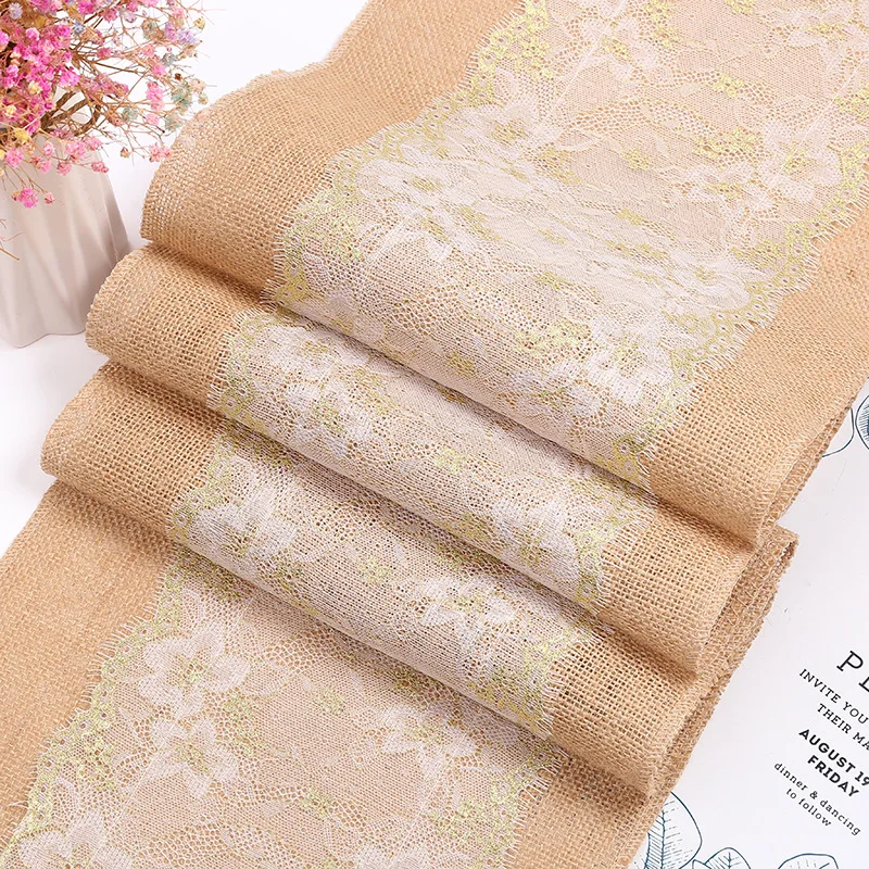 Льняной ажурный кружевной настольный флаг модное прямоугольное тканевое