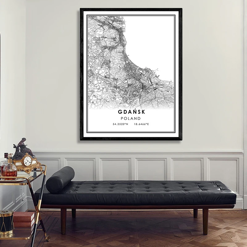 

Gdansk Map Print Poster Canvas | Gdansk City Map Print Poster Canvas | Poland map