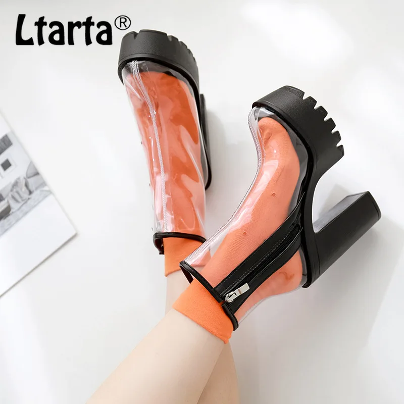 LTARTA/2021 г. Женские прозрачные ботинки Прозрачная белая подошва Водонепроницаемая