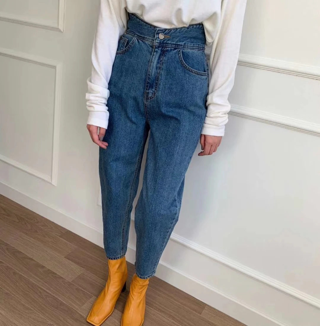 Женские шаровары джинсы с высокой талией синие женские брюки весна-лето 2020