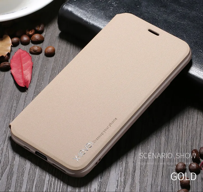 Золотой X-Level держатель карты кожаные флип-Чехлы для iPhone11 Pro XS Max XR X 8 8 6 6S 7 Plus ультра тонкий бизнес-Чехол-оболочка - Цвет: Золотой