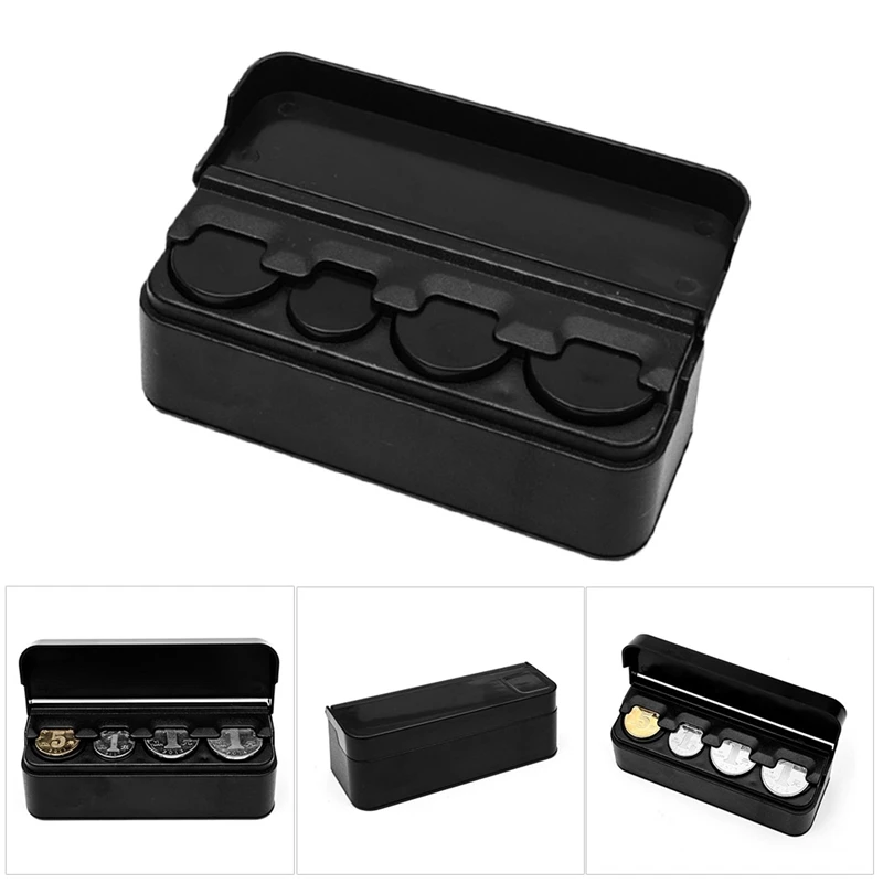 

Black Car Coin Holder Plastic Coin Case Storage Box Holder Container Car Auto Interior