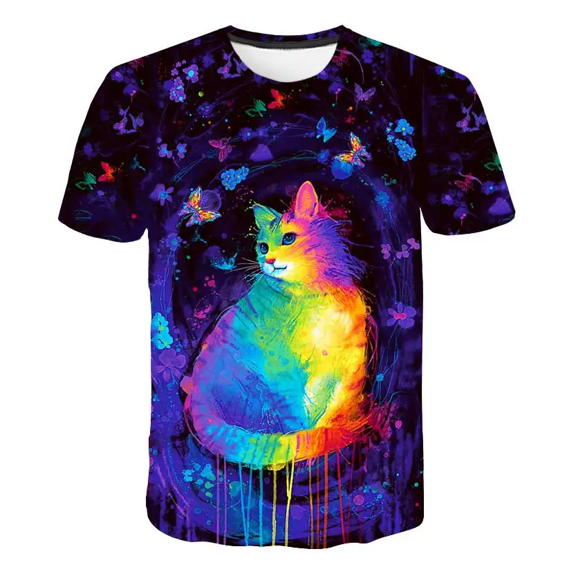 

2021 fashion new cool T-shirt Boys and Girls summer top Sport T-shirt Cool Casual T-shirt 3D T-shirt pattern cats short-sleeved