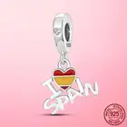 925 серебряные испанские бусины I LOVE Spain, подвеска-Шарм для оригинального браслета, ожерелья сделай сам, изготовление ювелирных изделий