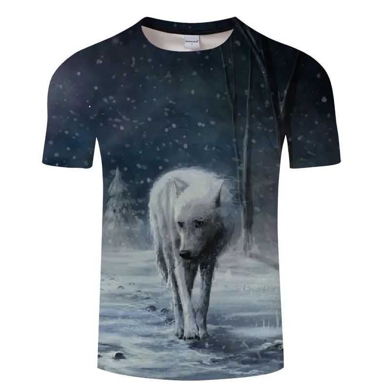Новая модная 3D Футболка с принтом волка мужская и женская уличная футболка