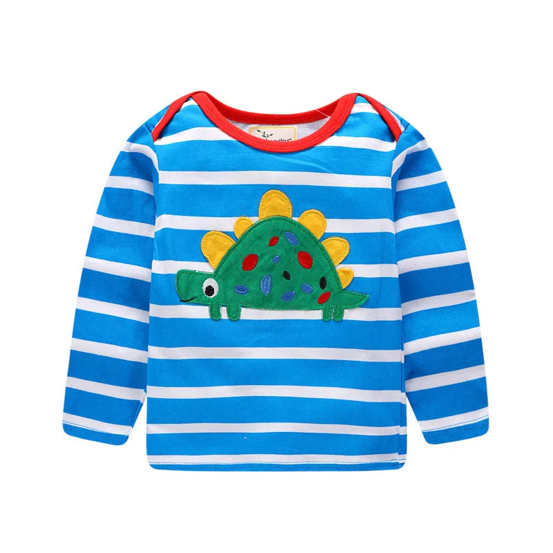 Jumping meter/100% хлопковые футболки для малышей Топы в полоску с аппликацией животных