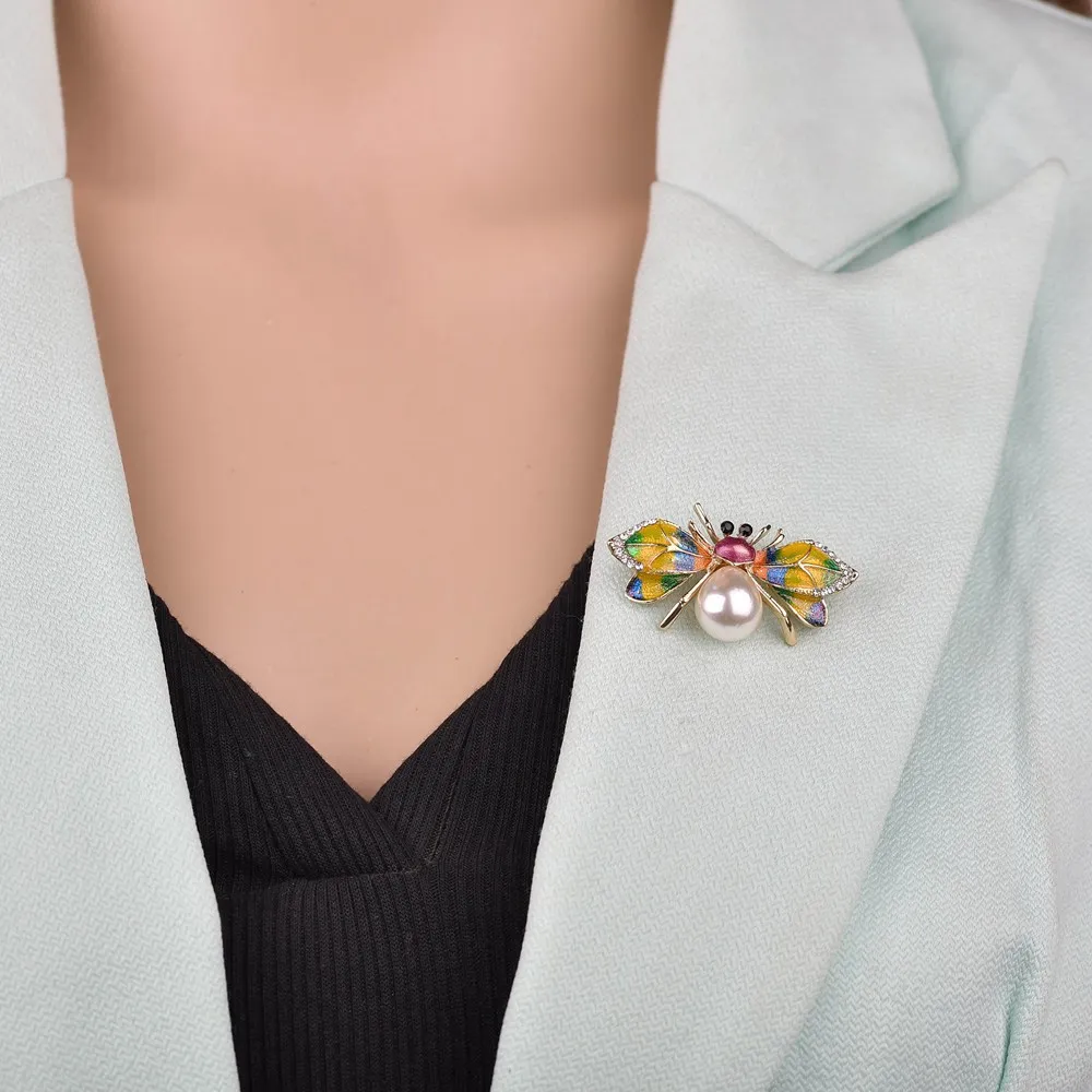 Цветная брошь в виде пчелы для женщин красивые Стразы сплав животное насекомое