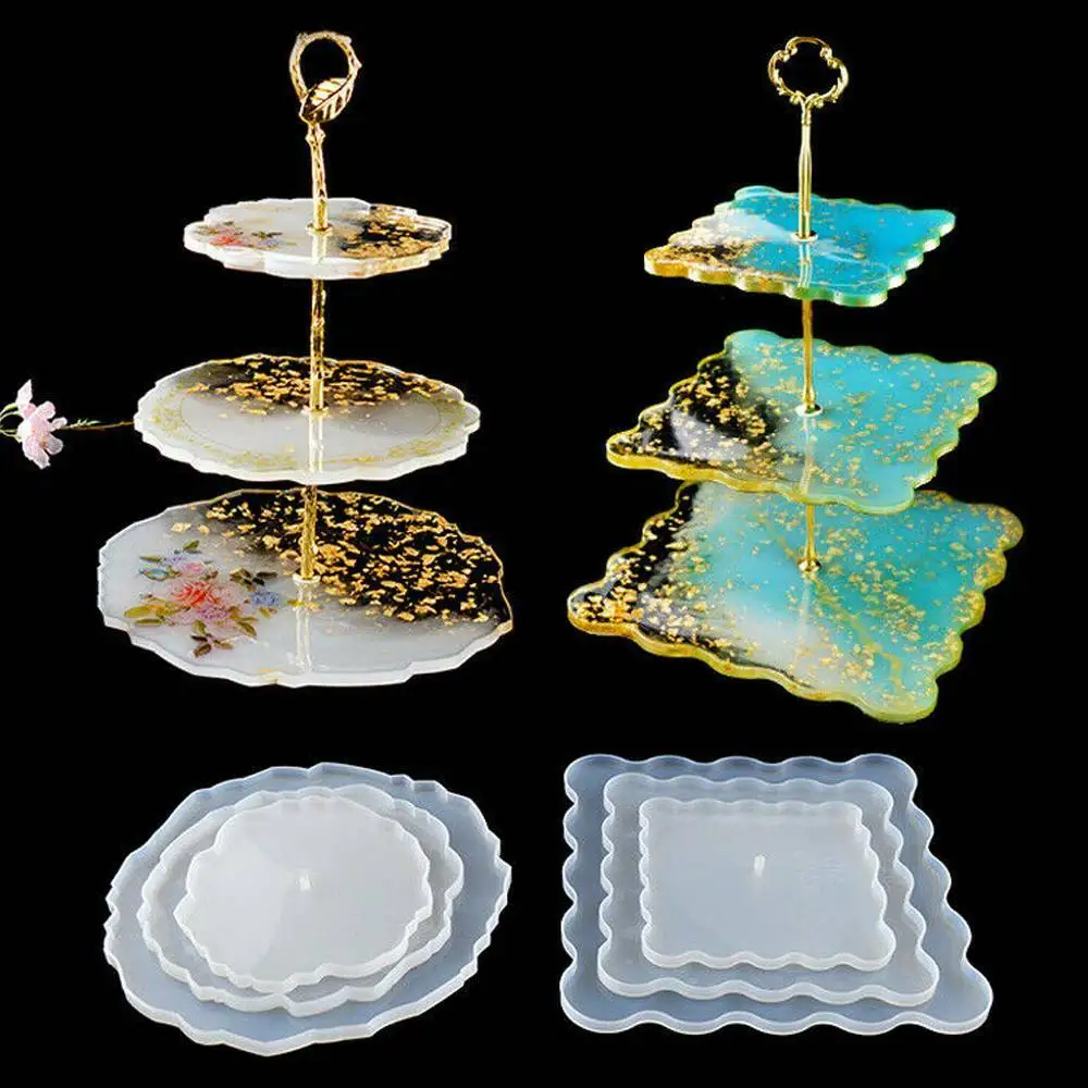 

3Tier Cake Stand Silicone Mold Fruit Dish Coaster DIY Resin Casting Tray Tool
