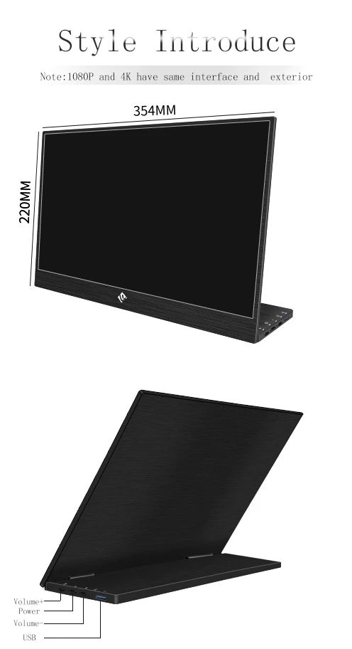 저렴한 휴대용 모니터 15.6 인치 셀프 지원 4K 풀 HD 타입-C USB HDMI 확장 모바일 PC 노트북, XBOX PS4 게임 두 번째 화면