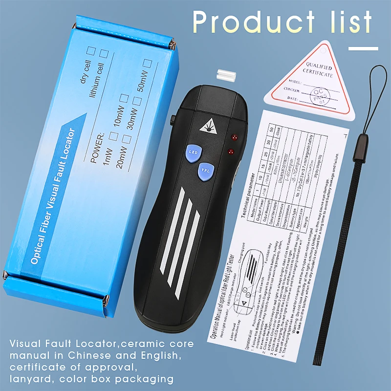 COMPTYCO New High Quality mini Laser Source Fiber Optic Cable Tester 5/10/20/30/50KM Visual Fault Locator SC/FC/ST | Мобильные