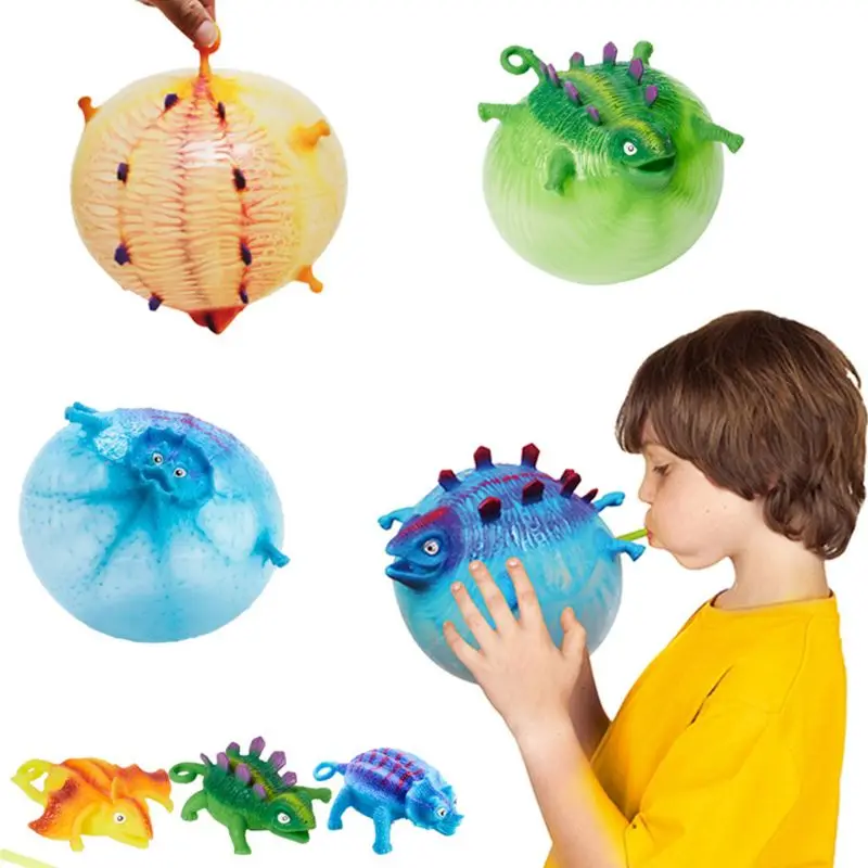 

4Pcs/Set Kids Children Funny Blowing Inflatable Animals Dinosaur Balloons Novelty Toys Anxiety Stress Relief Squeeze Ball