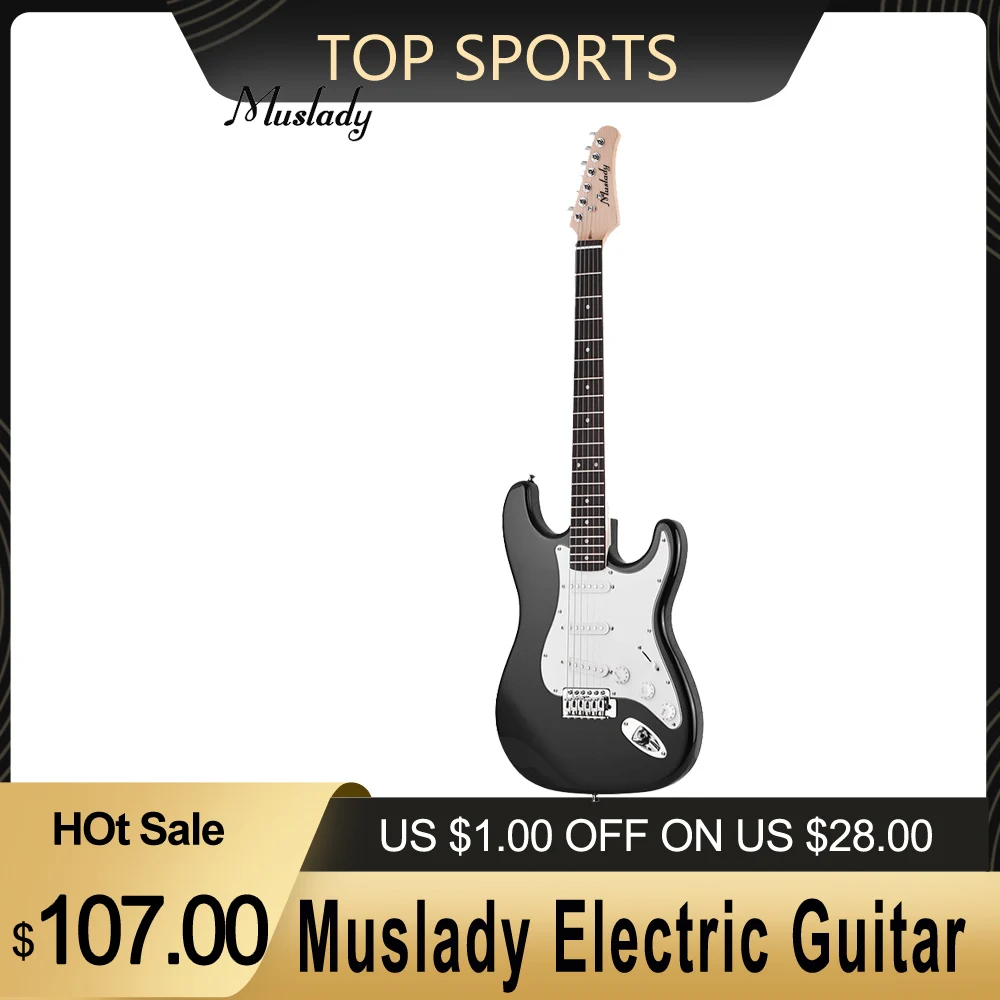 Электрическая гитара Muslady из массива дерева паулония с кленовой шеей 21 лада 6