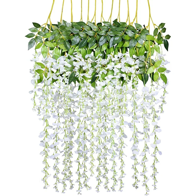 NEW 12Pcs искусственная Вистерия лоза ротанга висячие гирлянды цветы 12 шт Поддельные