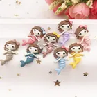 Ручная роспись смолы микс каваи красочные крутые Русалка Flatback Камень Кабошон 12 шт скрапбук DIY Декор дома фигурка ремесла