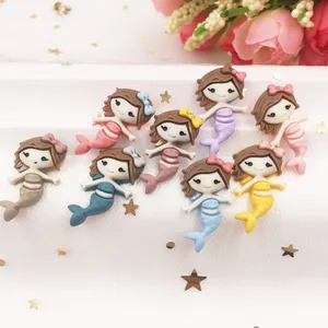 Ручная роспись смолы микс каваи красочные крутые Русалка Flatback Камень Кабошон 12 шт скрапбук DIY Декор дома фигурка ремесла