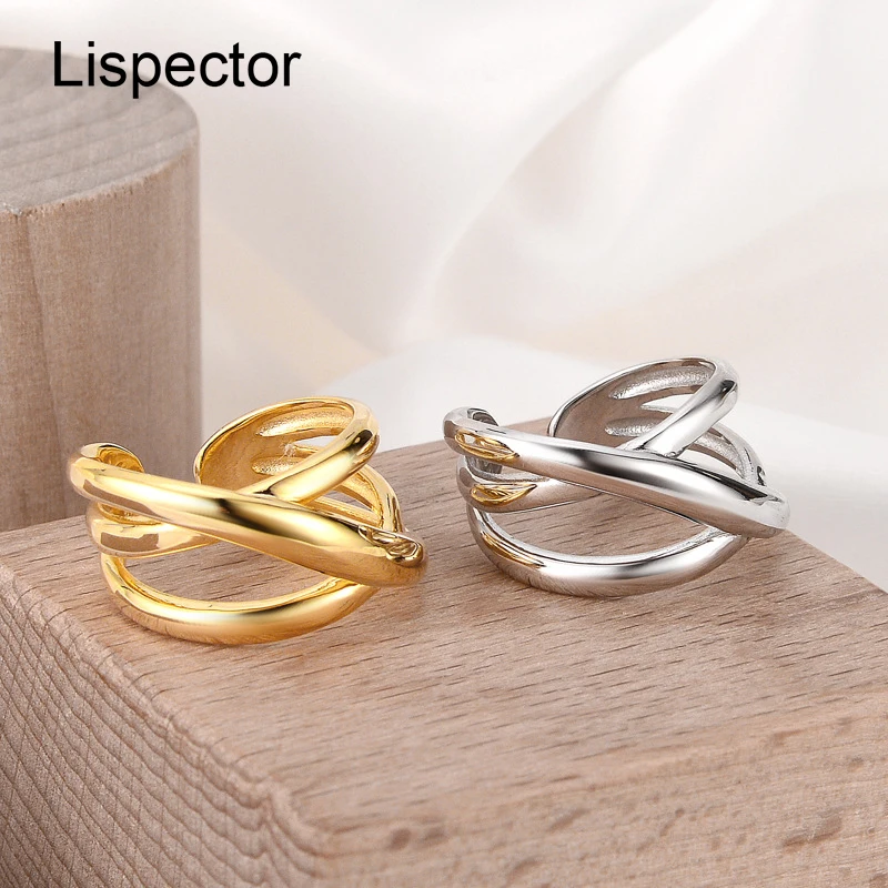 

Lispector 925 Sterling Sliver Korean Hollow Multilayer Line Weave Rings for Women Irregular Creative Crossed Rings Jewelry Gifts