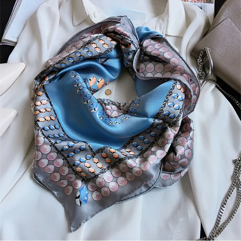 Женский квадратный шарф из натурального шелка 100% см |