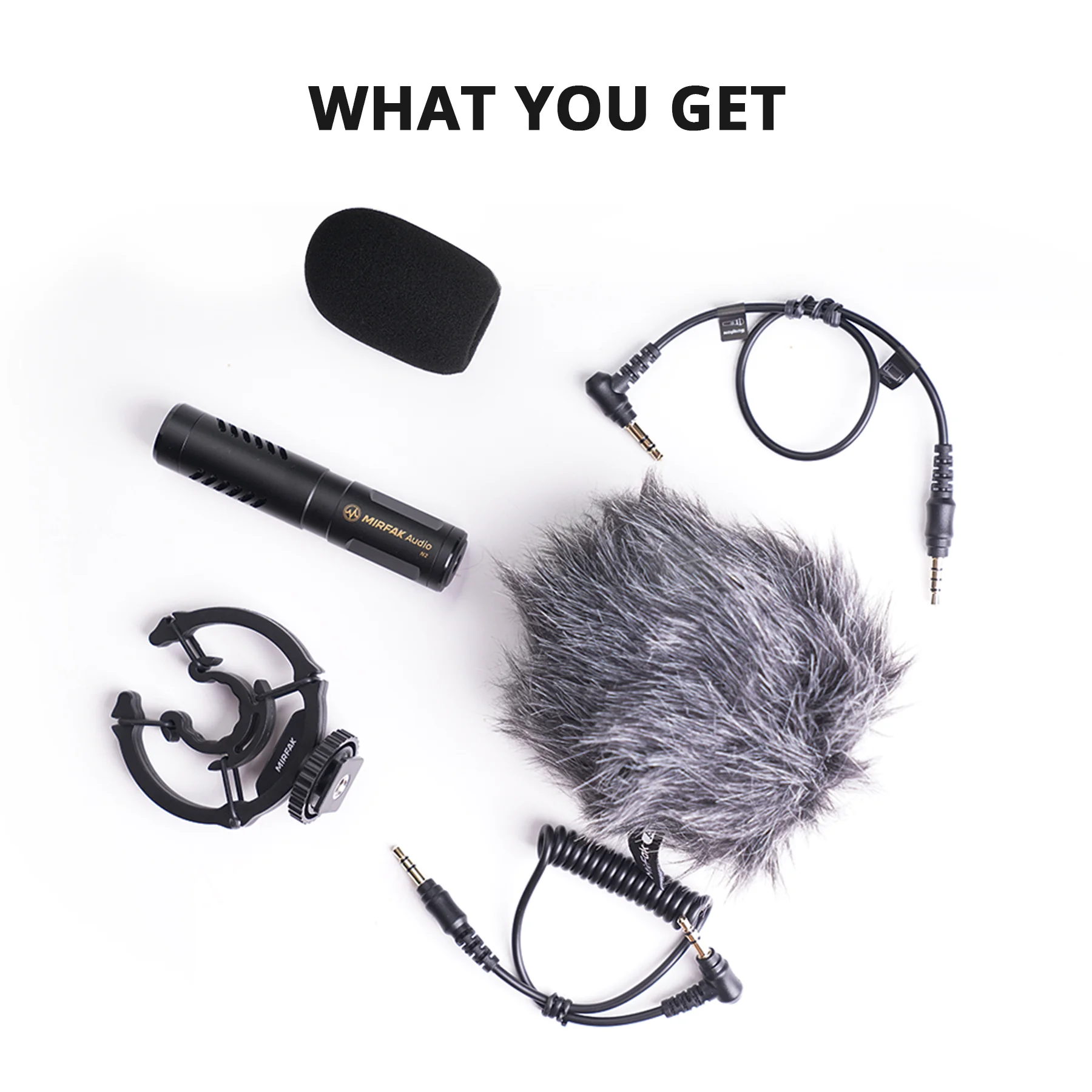 Микрофон для камеры Mirfak N2 с противоударным креплением и пушистым ветровым