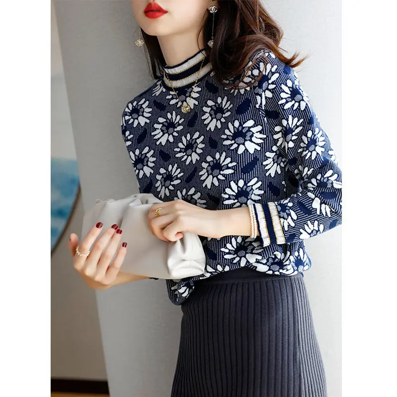 

New Loose Jacquard Turtleneck in 2021 Spring