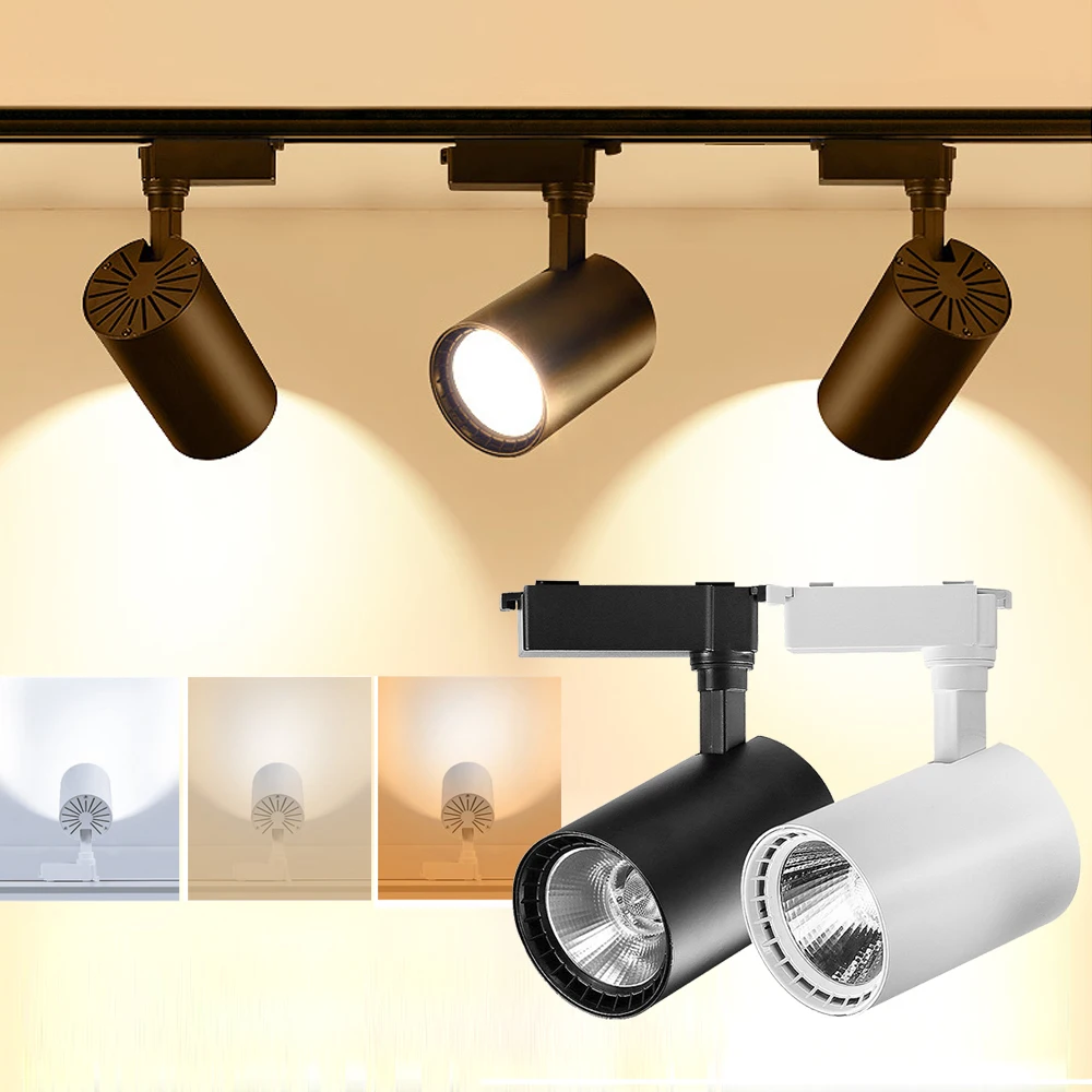 

220V LED Track Light 12W 20W 30W 40W COB Rail Spotlight Lamp Aluminum Spot Light Fixtures For Clothing Shop Display Home Decor
