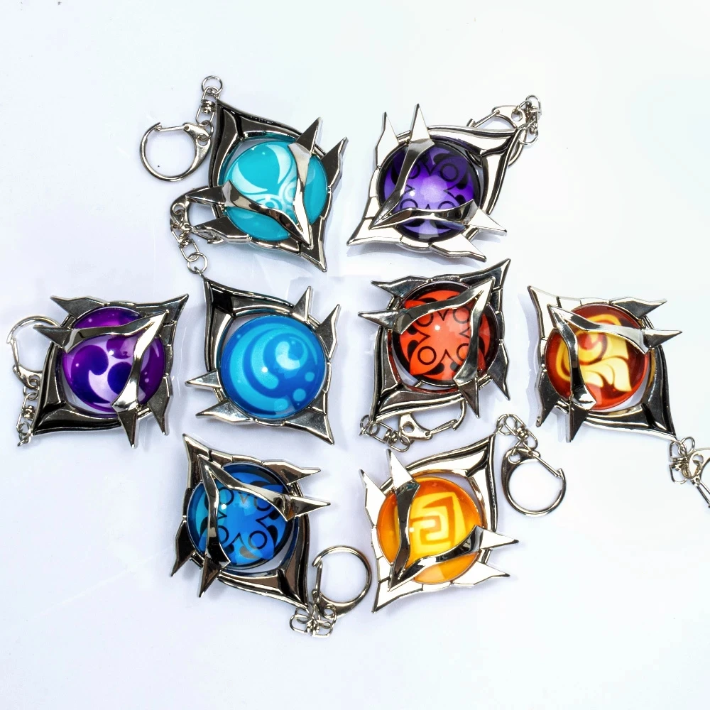 Genshin Impact Trinket Mondstadt Liyue Harbor Vision Of God Keychains Anime Accessories Bag Pendant Key Rings High Quality | Украшения и