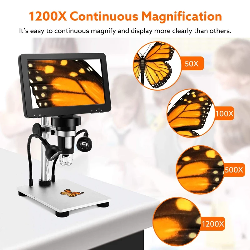 Цифровой микроскоп HD USB-эндоскоп с 7-дюймовым ЖК-дисплеем и пультом