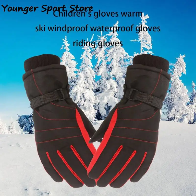 

Winter Warm Windproof Sports Ski Gloves For Children Boys Girls Breathable Adjustable Glove Skiing Snowboarding Cycling Gloves