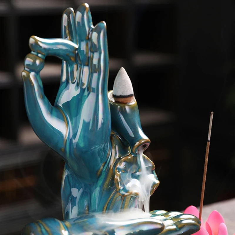 

Bergamot Lotus Ceramic Backflow Incense Burner Home Decor Aromatherapy Censer H3CC