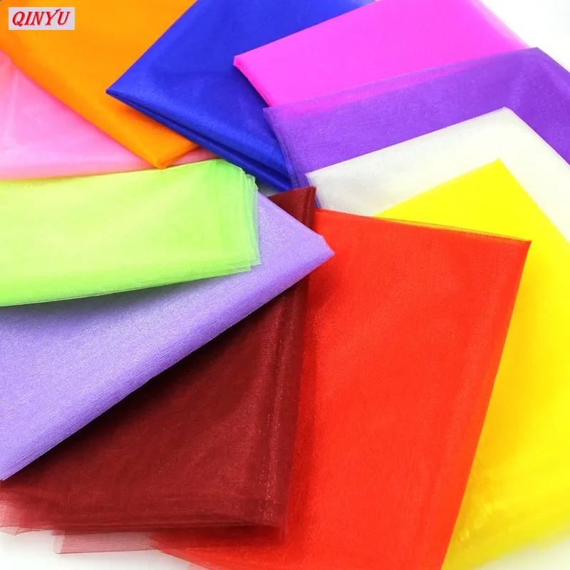 5/8/10 м прозрачная органза с украшением в виде кристаллов рулон тюля ткань для