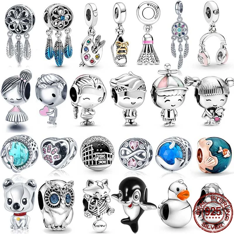 

HOT SALE 100% Sterling Silver 925 Blue Dream Catcher Charms Fit Original Pandora Bracelet For Women Jewelry Gift