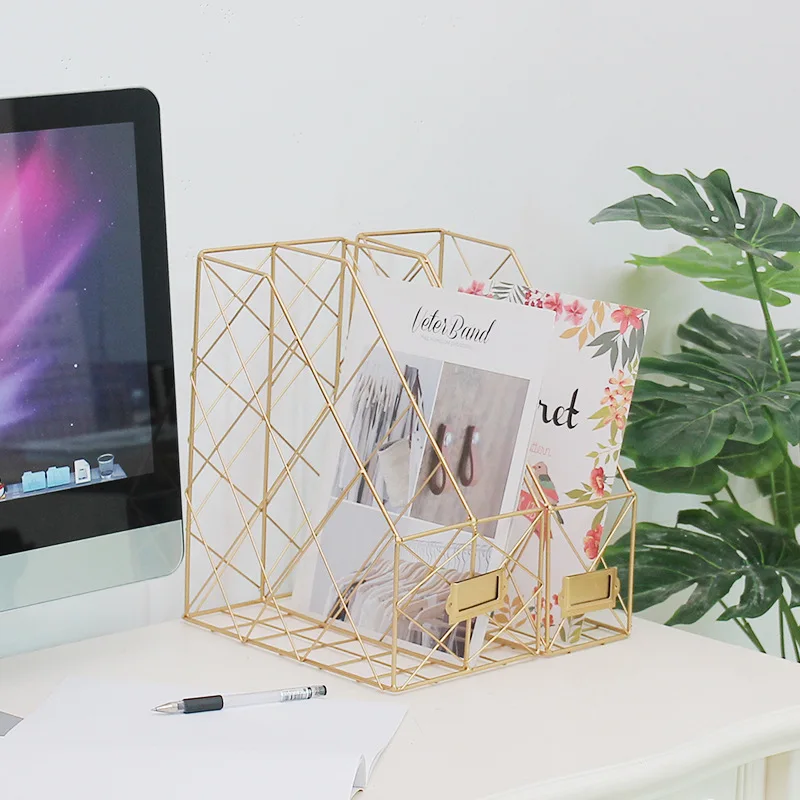 Iron Art Magazine Books Storage Baskets Simple Book Holder Multifunctional Bookshelf Creative Desktop Rack Home Shelf | Дом и сад