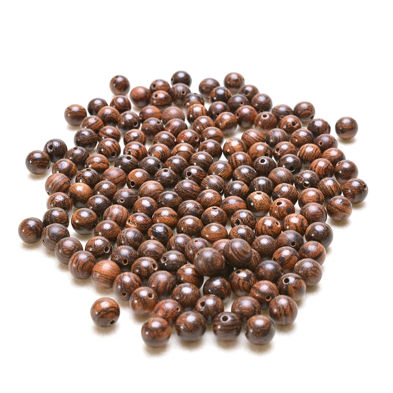 

MOFRGO 200 pcs 6mm 8mm Natural Tiger Texture Wood Beads for Jewelry Making Handmade Fine Polishing Round DIY Accessories