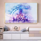 Disney Принцесса замок картины на холсте акварель красавица волшебный замок плакаты печать на стене картины для гостиной домашний декор