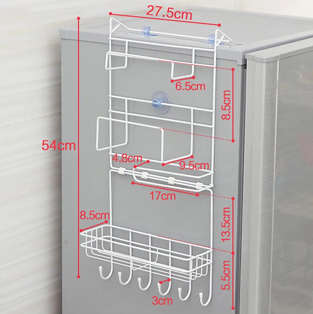 

Stainless Steel Refrigerator Side Wall-Mounted Storage Rack Seasoning Bottle Storage Rack Space-saving Organizer Container