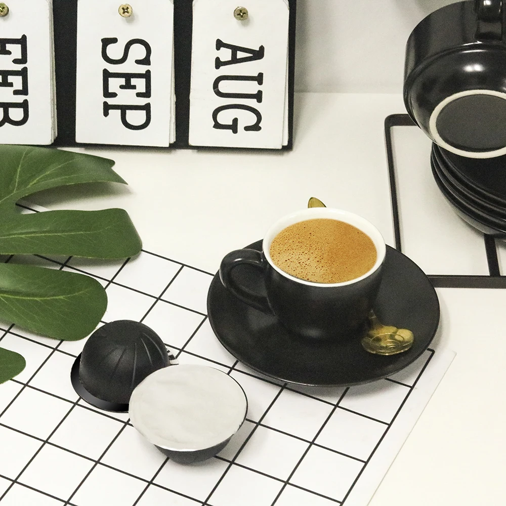 

ICafilasReusable For Nespresso Vertuo Coffee Capsule With Disposible Foils Seals Stcker Big Cup 230 ML For Vertuoline