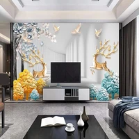 tv background wallpaper 3d silk wallpaper for living room elk forest pattern bedroom decor