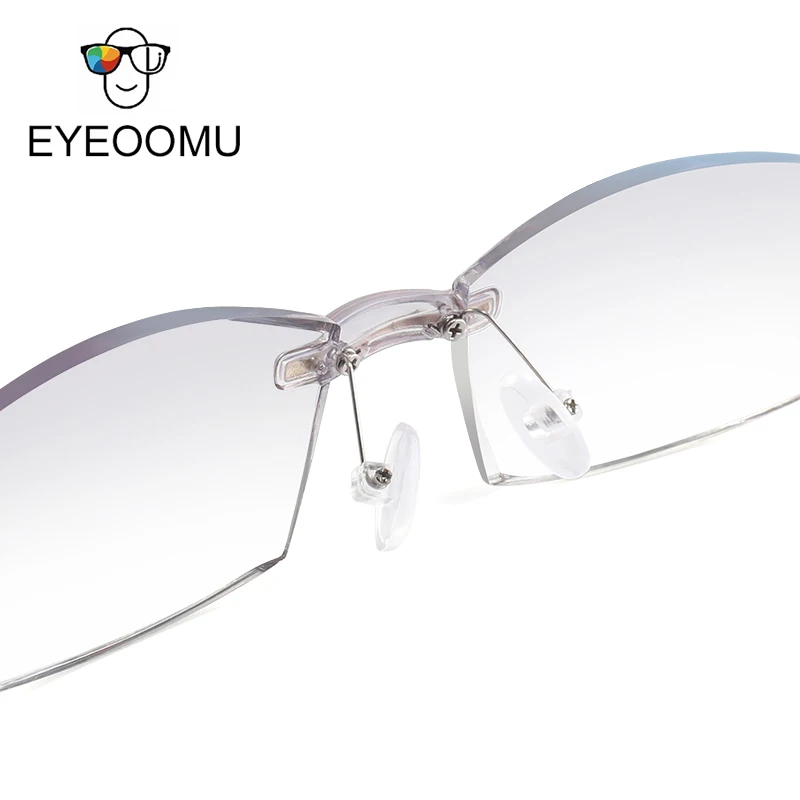

EYEOOMU Trimming Reading Glasses Bifocal Anti Blue Light Rimless Stylish Business Eyeglasses presbyopic Women Men Luxury Eyewear