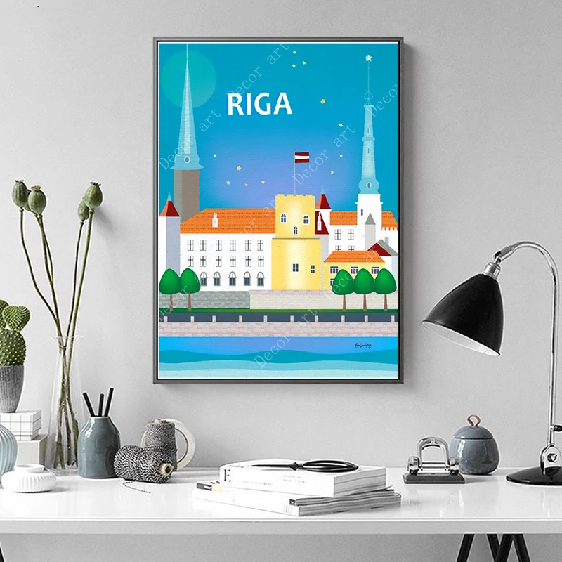Эстония Литва Латвийская Рига Таллинн для путешествий холст картины винтажные