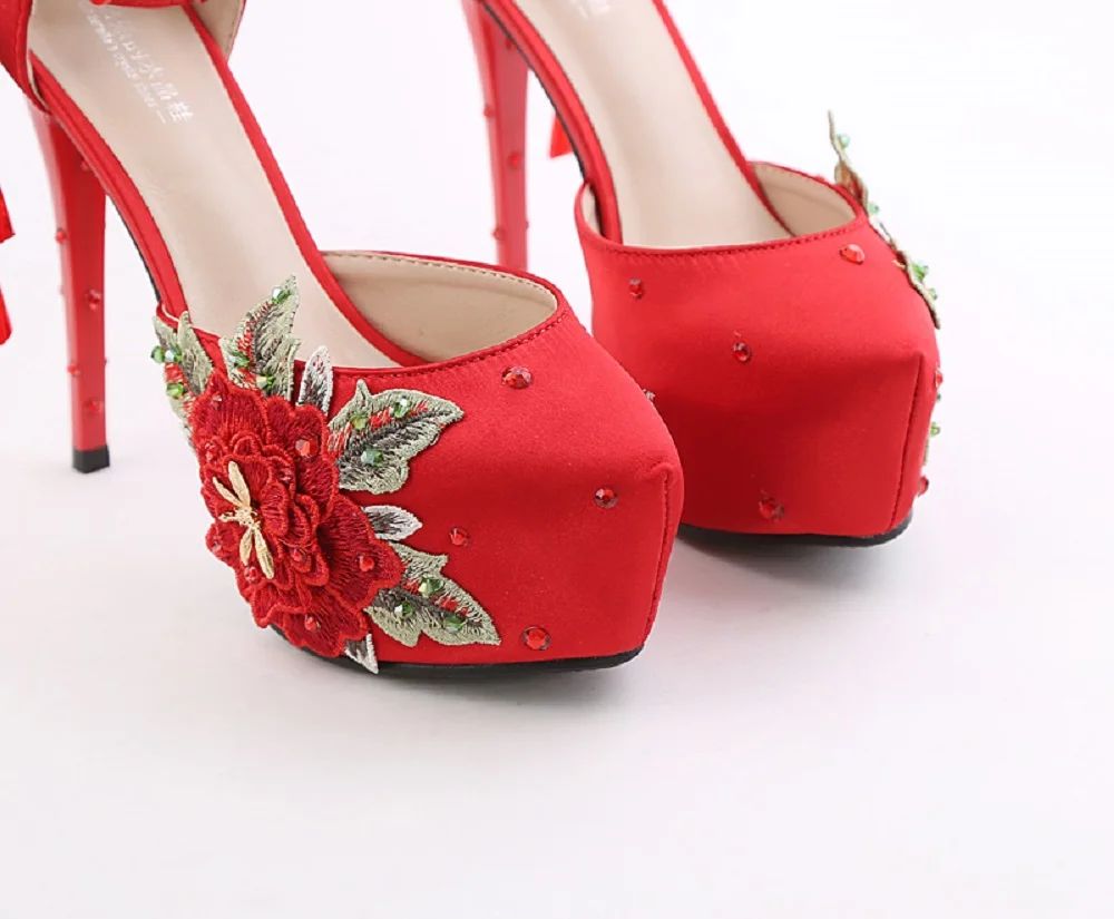 Женские свадебные туфли с бахромой красные летние на высоком каблуке|Женские