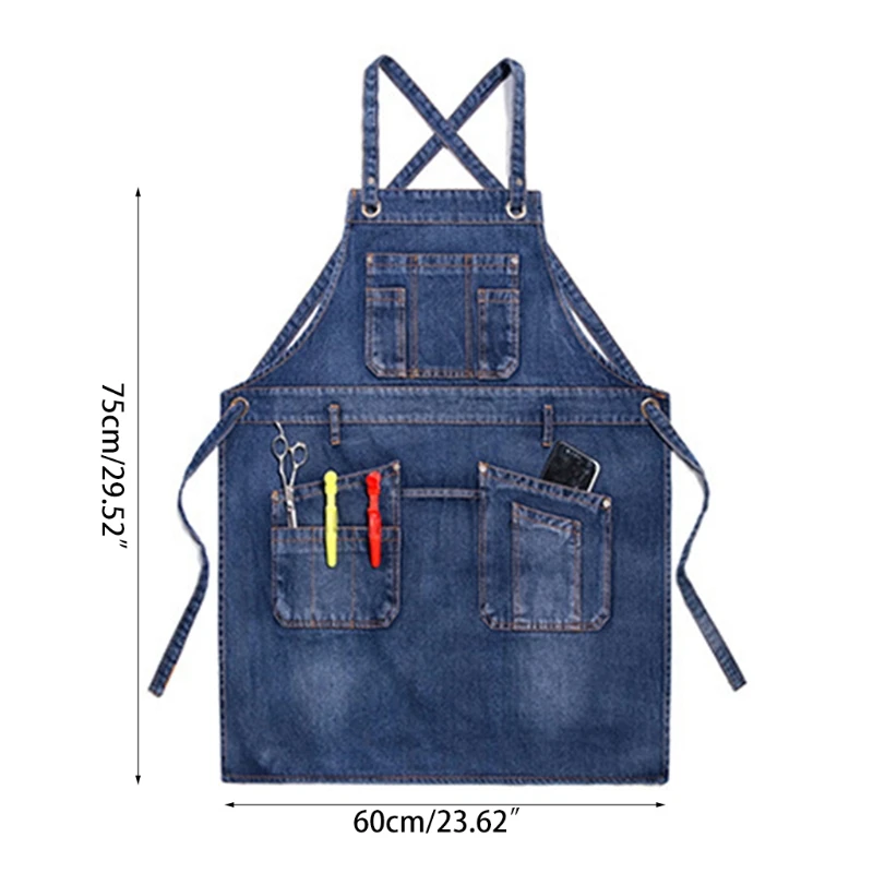 

75 CM Chef Apron Adjustable Barista Apron with Pockets Kitchen Cooking Baking