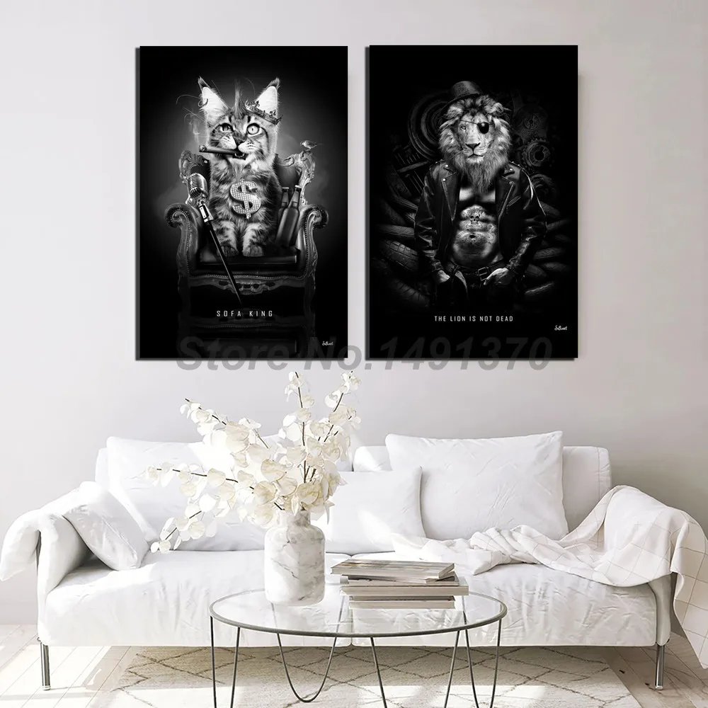 Картина-постеры с изображением дивана короля кошки Льва животных абстрактная