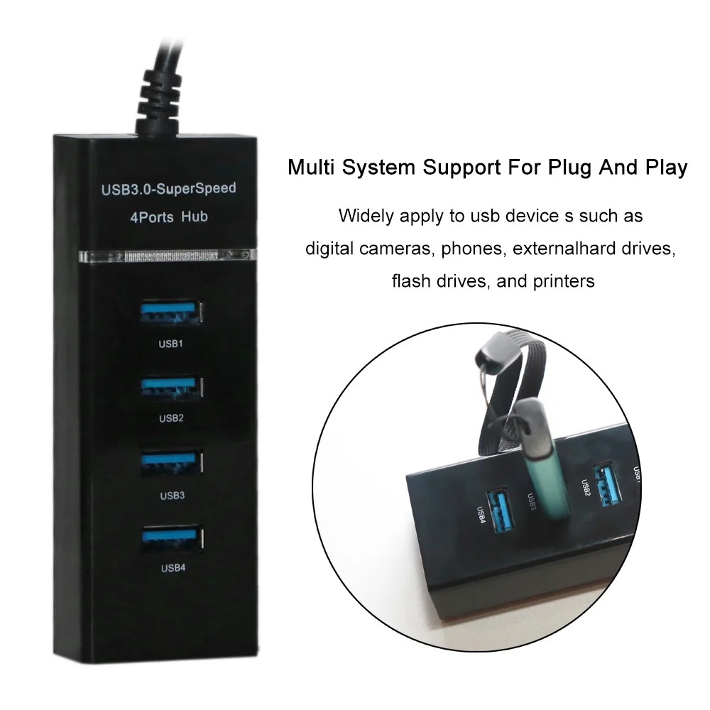 Концентратор usb 3 0 5 Гбит/с 4 портовый хаб высокоскоростной многопортовый