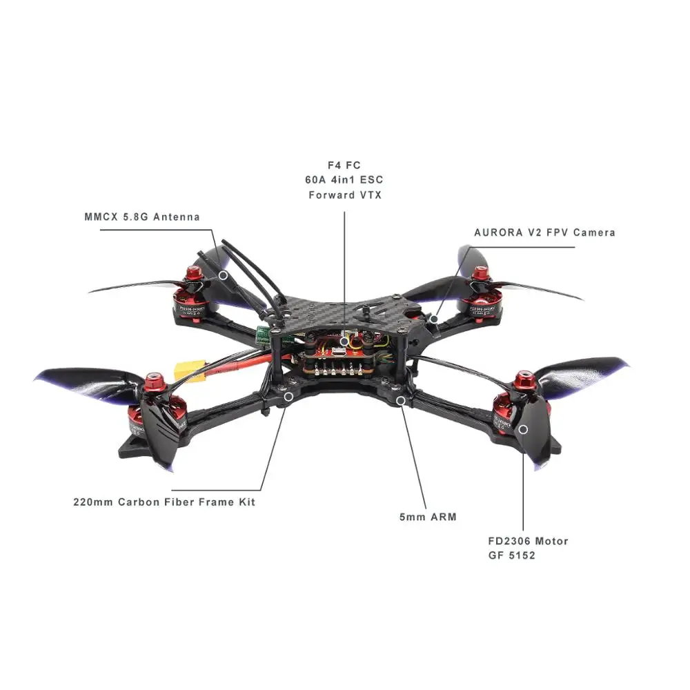 HGLRC BATMAN220 220 мм FPV гоночный Дрон Airbus F4 OSD управление полетом передатчик VTX 2450KV