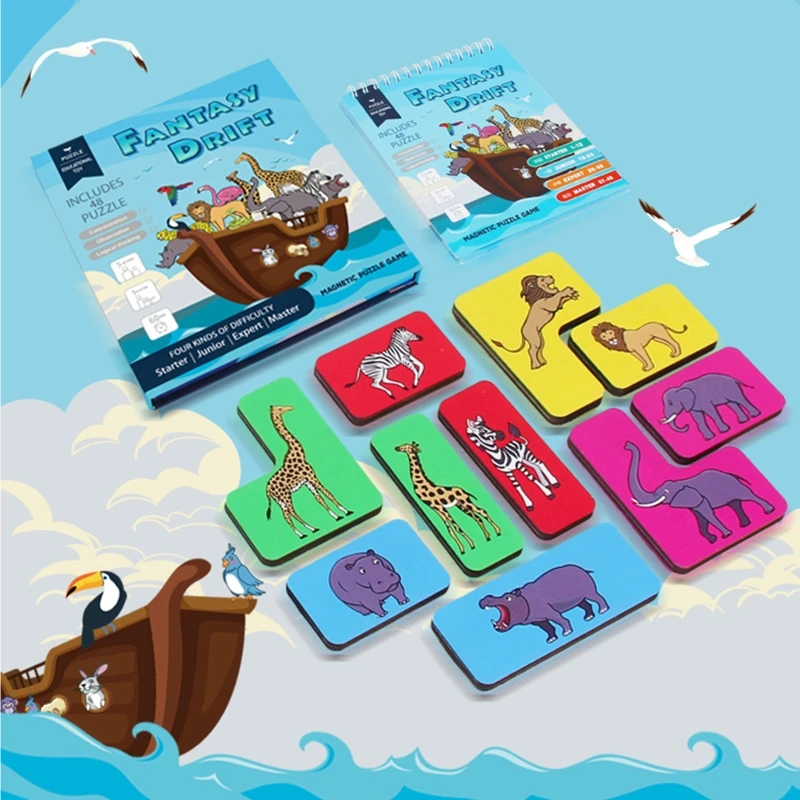

Kids Early Learning Educational Gifts Wooden Fantasy Drifting Magnet Cards Puzzle Board Game Toy