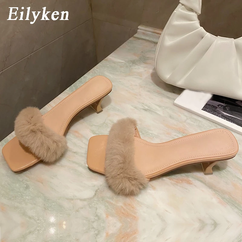 

Eilyken/Новинка 2022 года; Женские вельветовые тапки; Новые Летние повседневные пляжные шлепанцы с открытым носком на низком каблуке