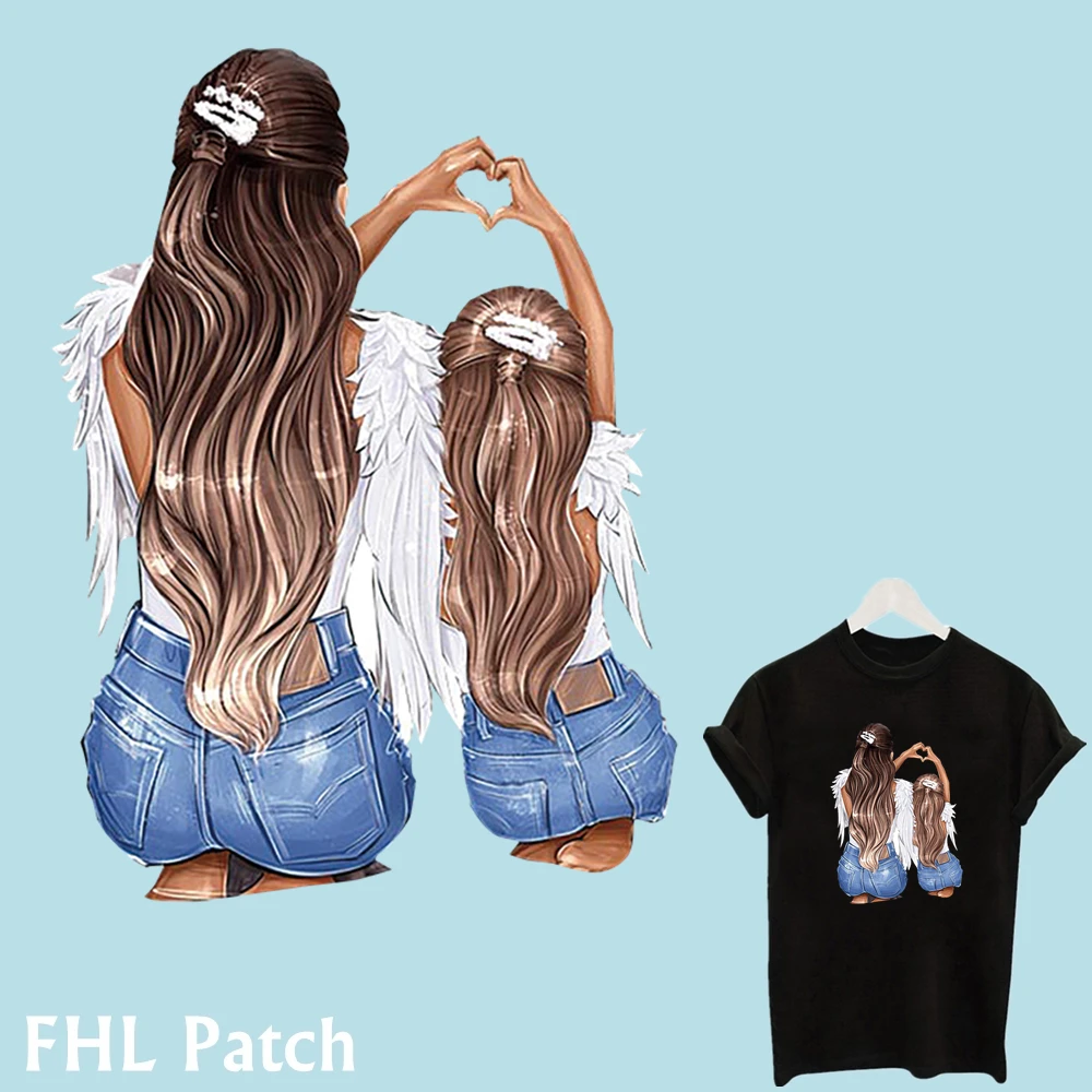 Нашивки Ангел для мамы и дочки термонаклейки на одежду нашивки футболка модные