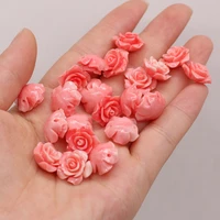 2021 new hot natural coral red flower shape through hole beads carved making fashion diy necklace bracelet accessories gift10pcs